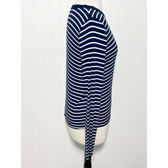 So Women's Striped‎ Crew Neck Pullover Long Sleeve Top Blue White Size Medium - Picture 7 of 9